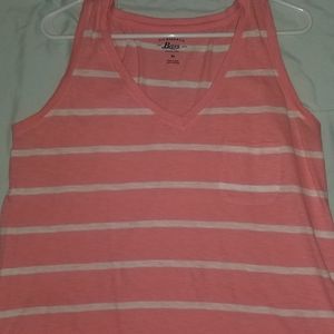 Orange and white striped women tank top Bass